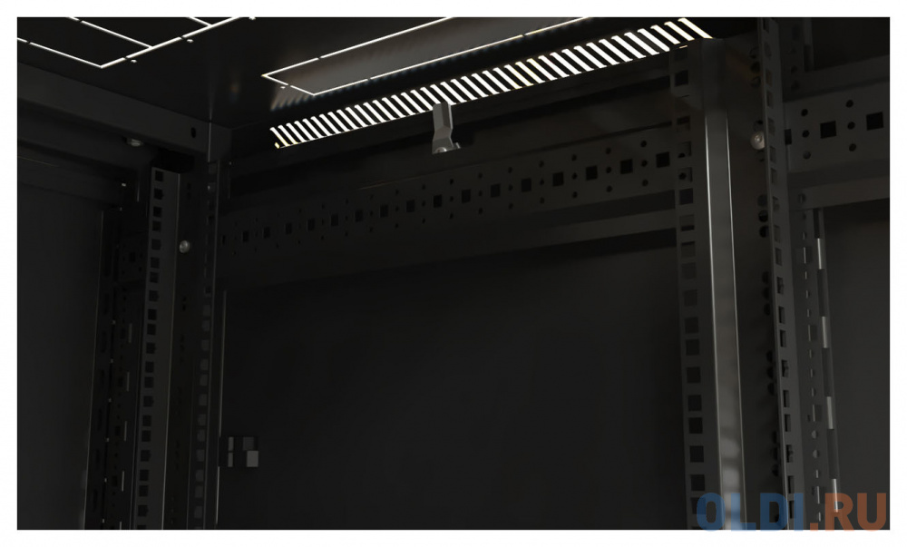 Шкаф серверный Hyperline (TTB-2266-AS-RAL9004) напольный 22U 600x600мм пер.дв.стекл задн.дв.спл.стал.лист 2 бок.пан. 800кг черный 510мм IP20 сталь фото