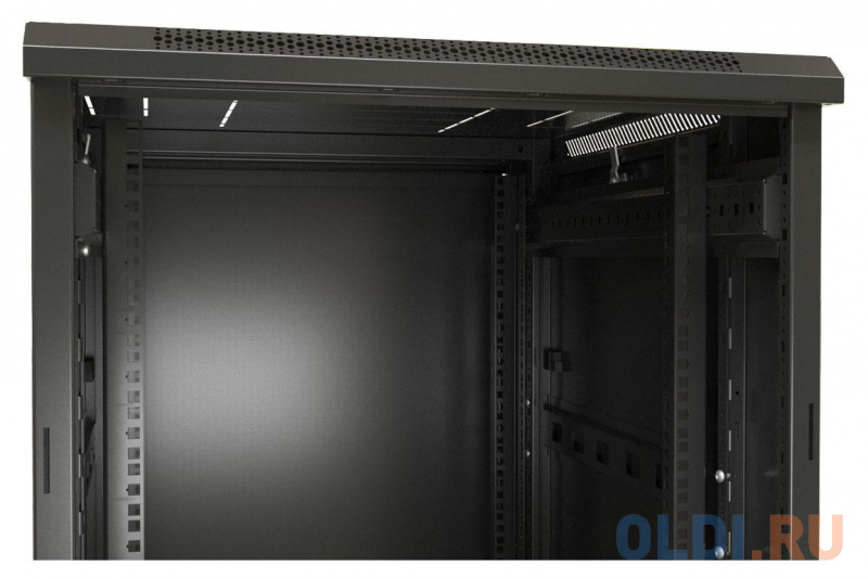 Шкаф серверный Hyperline (TTB-3261-DD-RAL9004) напольный 32U 600x1000мм пер.дв.перфор.2ств. задн.дв.перфор.2-хст. 2 бок.пан. 800кг черный 910мм IP20 с фото