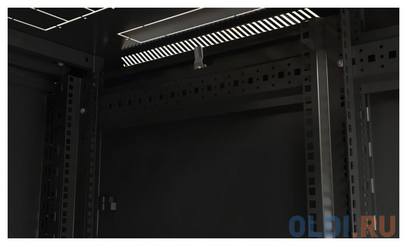 Шкаф серверный Hyperline (TTB-3261-DD-RAL9004) напольный 32U 600x1000мм пер.дв.перфор.2ств. задн.дв.перфор.2-хст. 2 бок.пан. 800кг черный 910мм IP20 с фото