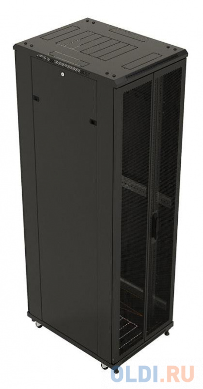 Шкаф настенный 19" 42U Hyperline TTB-4281-DD-RAL9004  2055x800х1000 передняя и задняя распашные перфорированные двери (75%), ручка с замком, черн фото