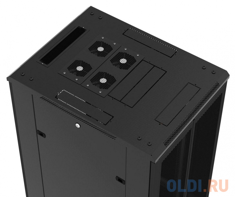 Шкаф настенный 19" 42U Hyperline TTB-4281-DD-RAL9004  2055x800х1000 передняя и задняя распашные перфорированные двери (75%), ручка с замком, черн фото