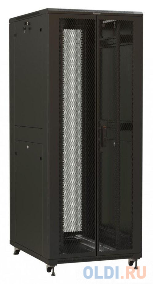 Hyperline TTR-4261-DD-RAL9005 Шкаф напольный 42U 2055x600х1000 мм (ВхШхГ), передняя и задняя распашные перфорированные двери (75%), ручка с замком, цв