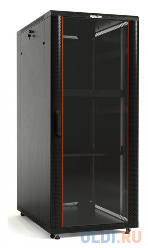 

Шкаф серверный Hyperline (TTB-4281-AS-RAL9004) напольный 42U 800x1000мм пер.дв.стекл задн.дв.спл.стал.лист 800кг черный 910мм