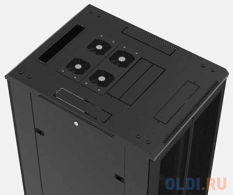 Шкаф серверный Hyperline (TTB-4282-AS-RAL9004) напольный 42U 800x1200мм пер.дв.стекл задн.дв.спл.стал.лист 800кг черный фото