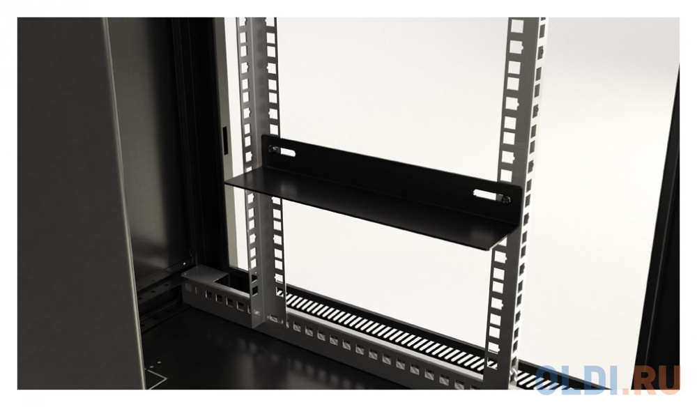 Шкаф коммутационный Hyperline (TWB-1845-GP-RAL9004) настенный 18U 600x450мм пер.дв.стекл 60кг черный - фото 3