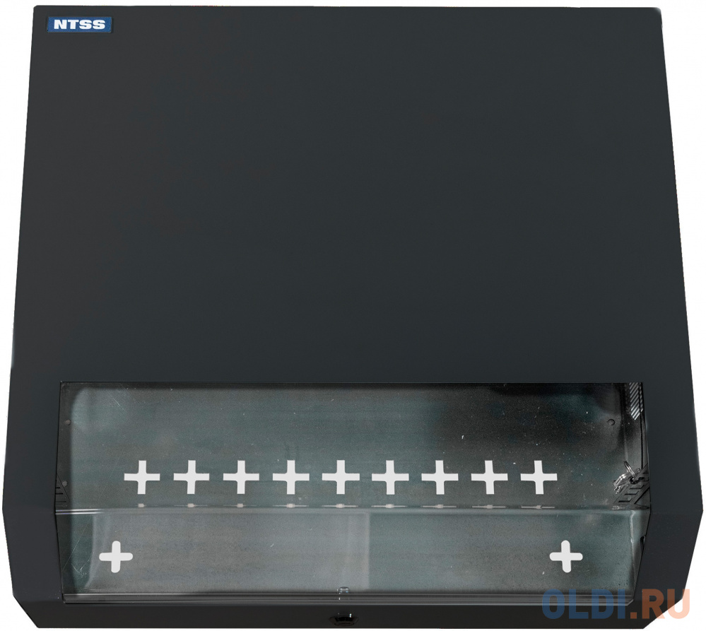 Шкаф коммутационный NTSS (NTSS-SOHO5U-BL) настенный 5U 520x140мм пер.дв.стекл несъемн.бок.пан. 80кг черный