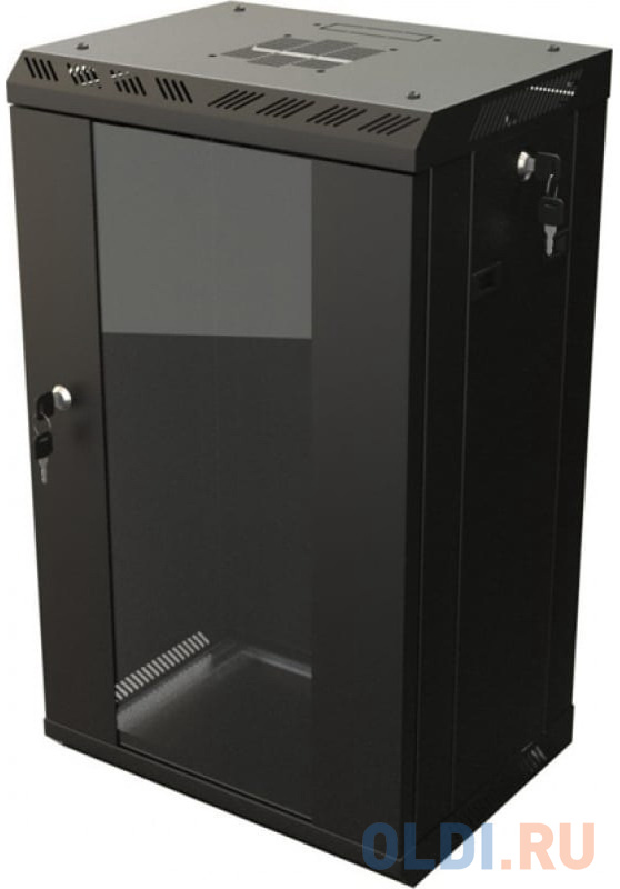 Hyperline TDB-6U-GP-RAL9004 Шкаф настенный 10&#039;&#039;, 6U, 366,5х390х300, уст. размер 254 мм, со стеклянной дверью, открывающиеся стенки - фото 2