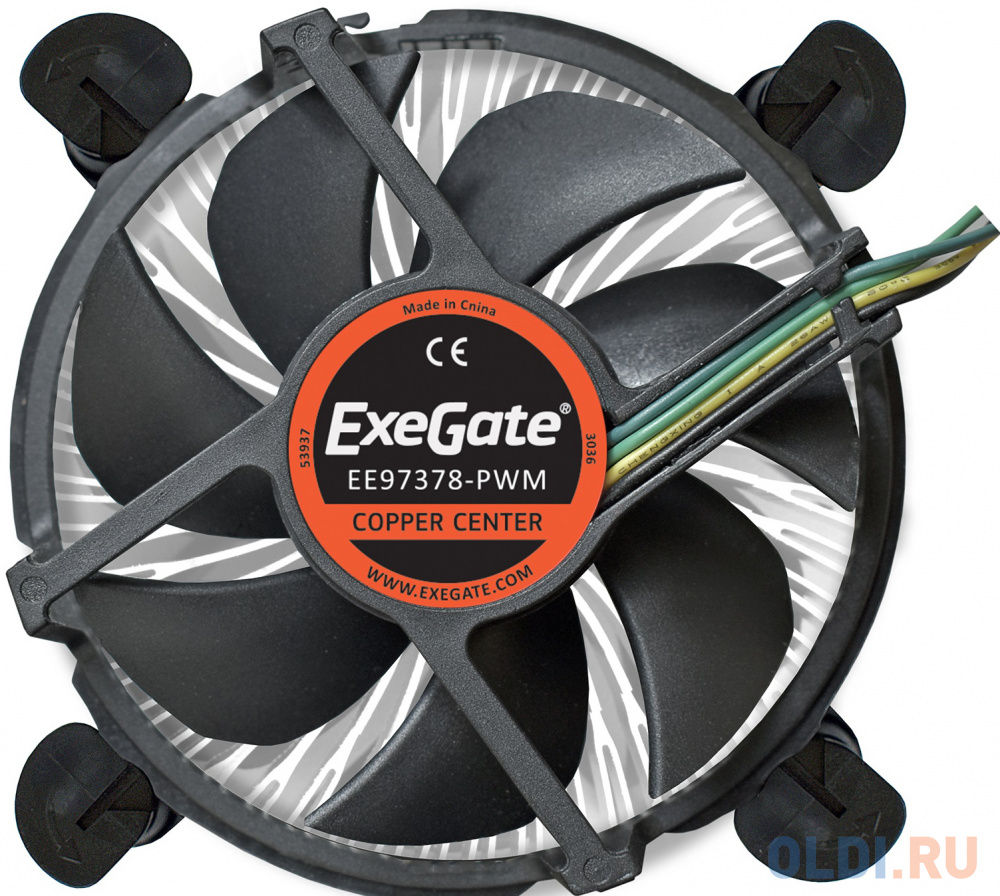 Exegate EX283277RUS  ExeGate EE97378-PWM, Al + Copper, S1150/1151/1155/1156, TDP 95W, Hydro bearing, 4pin, 23.5db, BOX