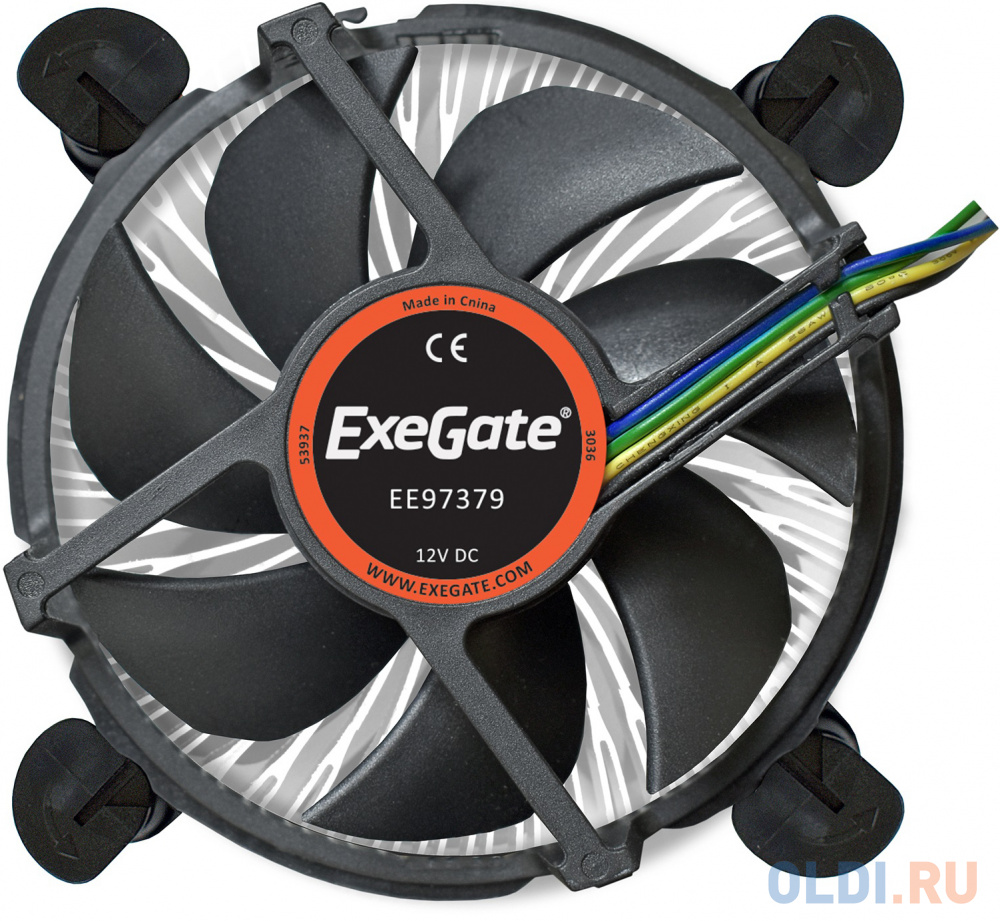 Exegate EX283280RUS Кулер ExeGate EE97379, Al, S1150/1151/1155/1156, TDP 65W, Hydro bearing, 4pin, 23.5db, BOX exegate ex283379rus вентилятор exegate e08025h4p pwm 80x80x25 мм гидродинамический 4pin pwm 23dba