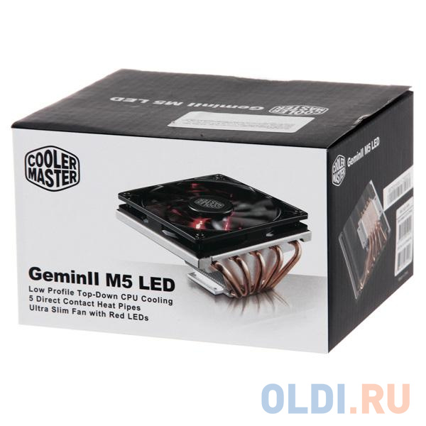 Кулер Cooler Master CPU Cooler GeminII M5 LED, 500 - 1600 RPM, 130W, Low profile, Full Socket Support / RR-T520-16PK / Кулер Cooler Master CPU Cooler GeminII M5 LED, 500 - 1600 RPM, 130W, Low profile, Full Socket Support / RR-T520-16PK / фото
