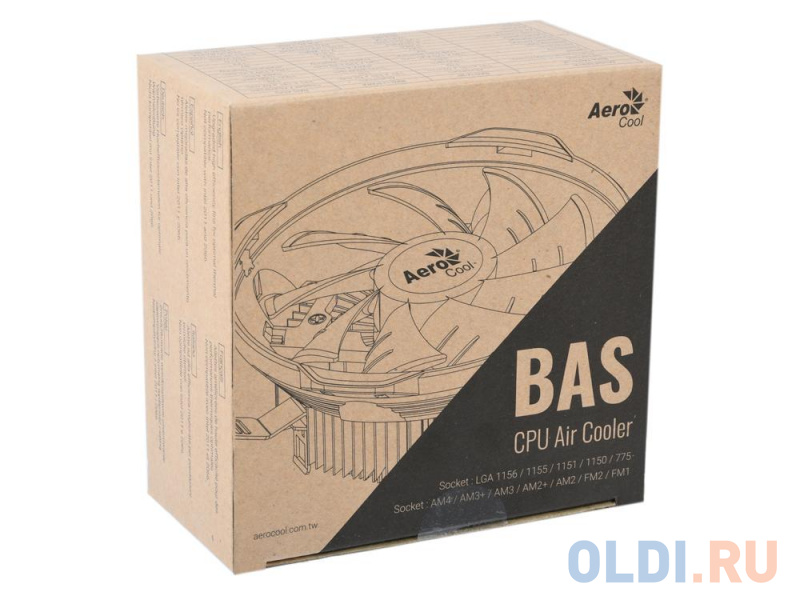 Кулер Aerocool BAS U-3P , INTEL/AMD, TDP 110W, клипсы, 131x131x62mm, 1800rpm, LGA 1156/1155/1151/1150/775 AM4/AM3+/AM3/AM2+/AM2/FM2/FM1 фото