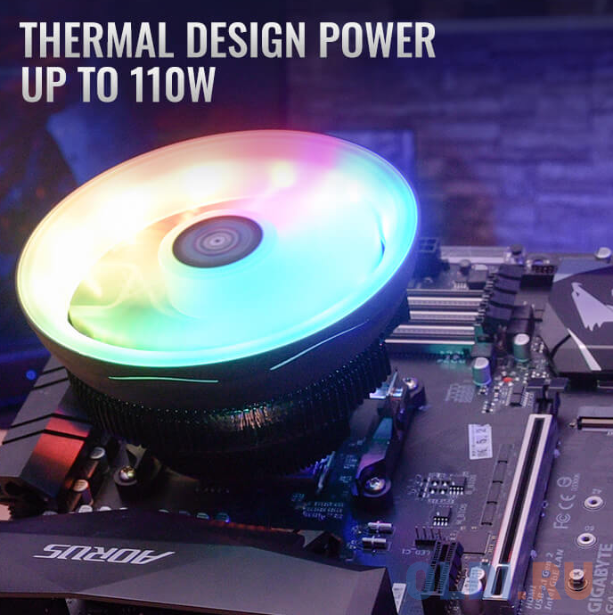 Устройство охлаждения(кулер) Aerocool Core Plus Soc-FM2+/AM2+/AM3+/AM4/1150/1151/1155/ 4-pin 15-25dB Al 110W 305gr LED Ret фото