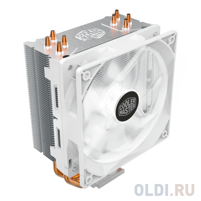 Cooler Master CPU Cooler Hyper 212 LED White Edition, 600 - 1600 RPM, 150W, White LED fan, Full Socket Support вентилятор thermaltake cl p095 pl14bl a toughair trx40 edition air cooler 14025 pwm 500 2000rpm