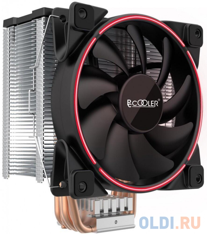 PCCooler GI-X5R V2 Кулер S775/115X/20XX/AM2/AM3/AM4 (24 шт/кор, TDP 160W,  вент-р 120мм с PWM, Red LED FAN, 5 тепловых трубок 6мм, 1000-1800RPM,  26.5dBa) — купить по лучшей цене в интернет-магазине OLDI в Москве —