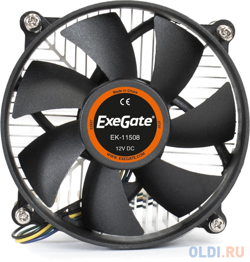 Exegate EX286138RUS Кулер ExeGate EK-11508 (Al, LGA1150/1151/1155/1156/1200, TDP 75W, Fan 90mm, 2200RPM, Hydro bearing, 3pin, 22db, 285г, с термопасто фото