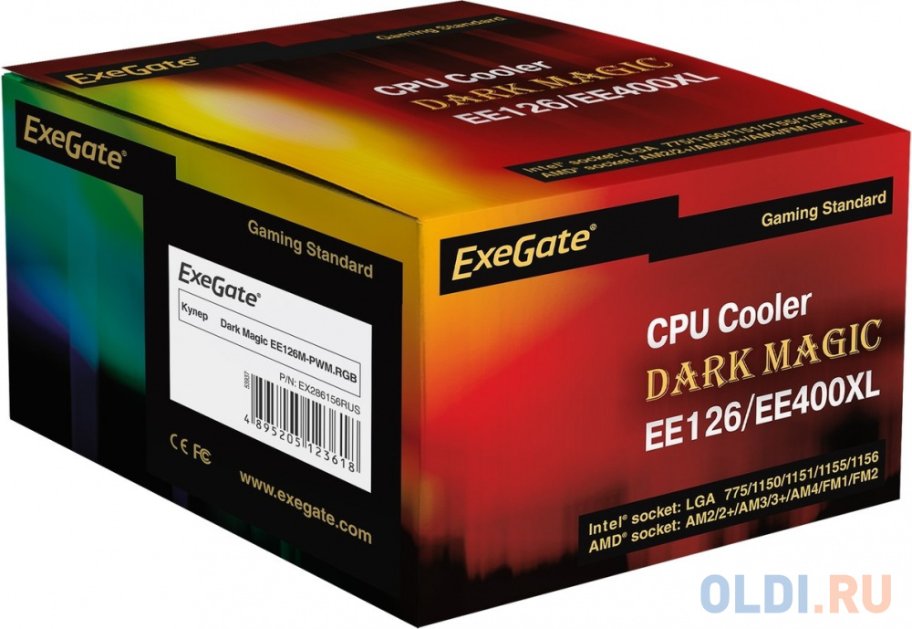 Exegate EX286156RUS Кулер ExeGate Dark Magic EE126M-PWM.RGB (Al black coating, LGA775/1150/1151/1155/1156/1200/AM2/AM2+/AM3/AM3+/AM4/FM1/FM2/754/939/9 фото