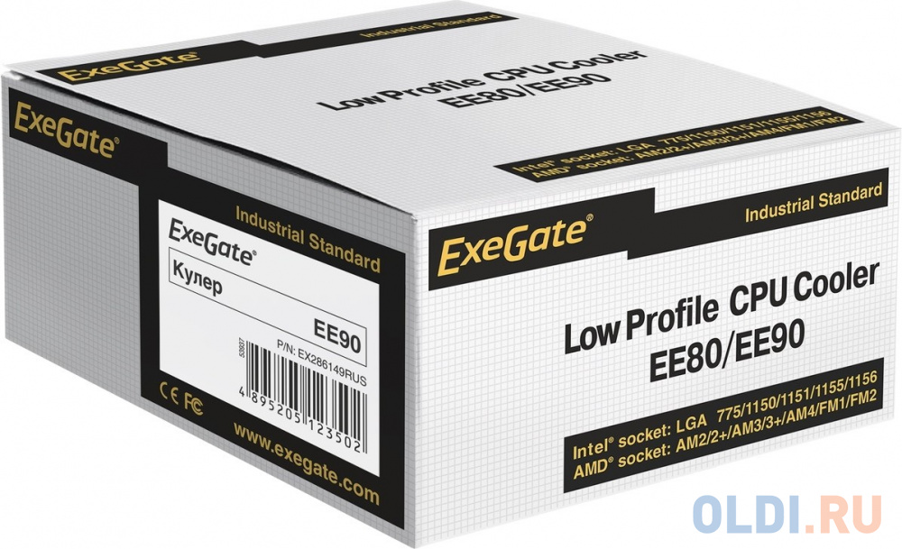 Exegate EX286149RUS Кулер EE90 ExeGate (Al, LGA775/1150/1151/1155/1156/1200/AM2/AM2+/AM3/AM3+/AM4/FM1/FM2/754/939/940, TDP 75W, Fan 90mm, 2200RPM, Hyd фото
