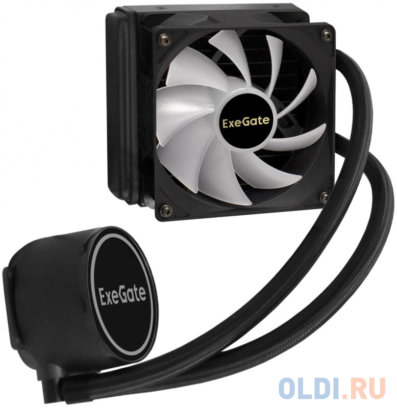 Комплект водяного охлаждения ExeGate BlackWater-120V2.PWM.RGB (RGB подсветка, LGA2066/2011/1366/1150/1151/1155/1156/1200/1700/AM4/FM1/FM2/FM2+/AM2/AM2 фото