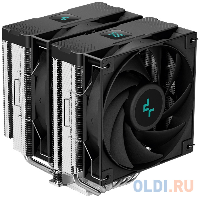 

Вентилятор для процессора DeepCool AG620 DIGITAL Socket 115X/1700/1200/AM4/AM5, 120mm, 1950rpm, 29,4 дБ, 260W, 4-pin, Al+Cu (R-AG620-BKNDMN-G-1)