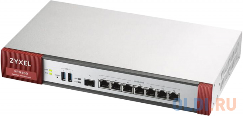 

ZYXEL VPN300 ZyWall VPN Firewall Appliance 7 GE Copper/1 SFP, 3000 Mbit/S Firewall Throughput, 300 Ipsec VPN Tunnels