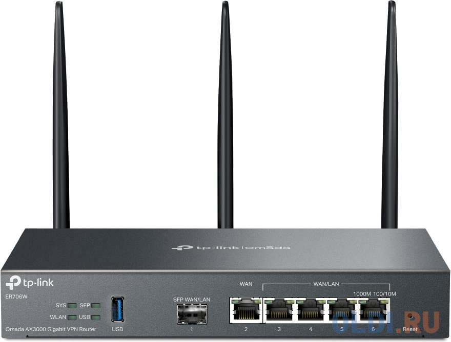 TP-Link ER706W, VPN-маршрутизатор Omada с гигабитными портами и поддержкой Wi-Fi AX3000, 1 гиг. SFP WAN/LAN, 1 гиг. RJ45 WAN, 4 гиг. RJ45 WAN/LAN, USB - фото 2