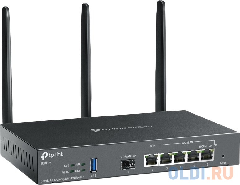 TP-Link ER706W, VPN-маршрутизатор Omada с гигабитными портами и поддержкой Wi-Fi AX3000, 1 гиг. SFP WAN/LAN, 1 гиг. RJ45 WAN, 4 гиг. RJ45 WAN/LAN, USB - фото 3