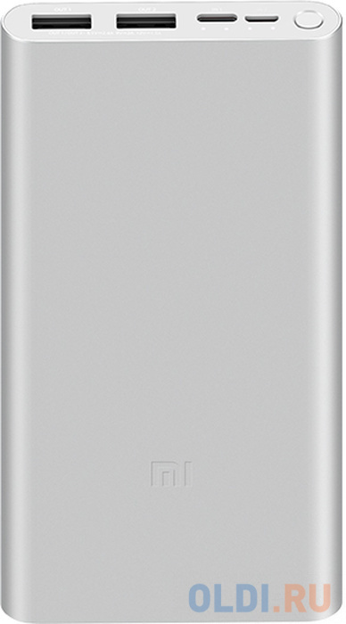 

Мобильный аккумулятор Xiaomi Mi Power Bank 3 PLM13ZM Li-Pol 10000mAh 2.4A серебристый 2xUSB