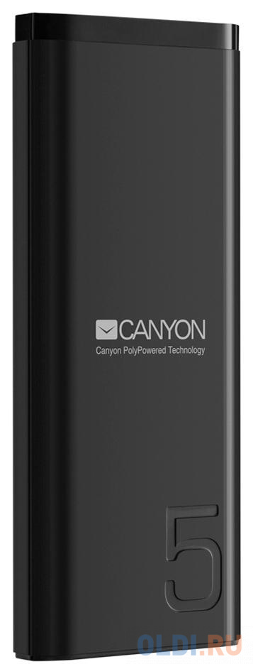 Зарядное устройство CANYON CNE-CPB05B 5000mAh Li-pol, In 5V/2A, Out 5V/2.1A,  Smart IC, Черный, кабель 0.25m - фото 1