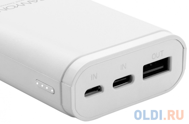 Зарядное устройство CANYON CNE-CPB010W 10000mAh Li-pol, In 5V/2A, Out 5V/2.1A,  Smart IC, Белый, кабель 0.25m, фото
