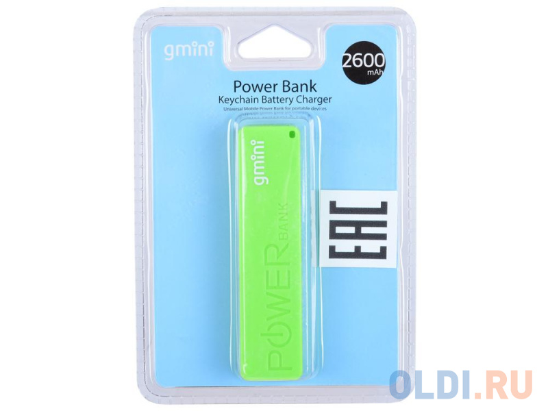 Внешний аккумулятор Gmini GM-PB026-G, 2600mAh, зелёный фото