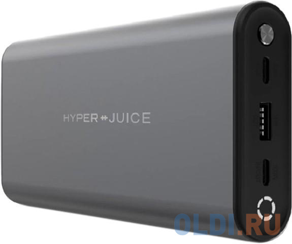 

Портативный аккумулятор HyperJuice 130W USB-C Battery. Емкость 27000 мАч. Порты 1 x USB-C PD 3.0 100W, 1 x USB-C PD 3.0 60W, USB-A QC 3.0 18W. Цвет серый космос