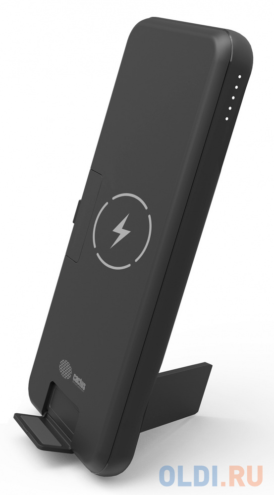 Мобильный аккумулятор Cactus CS-PBFSQT-10000 Li-Pol 10000mAh 3A черный 1xUSB беспроводная зарядка фото