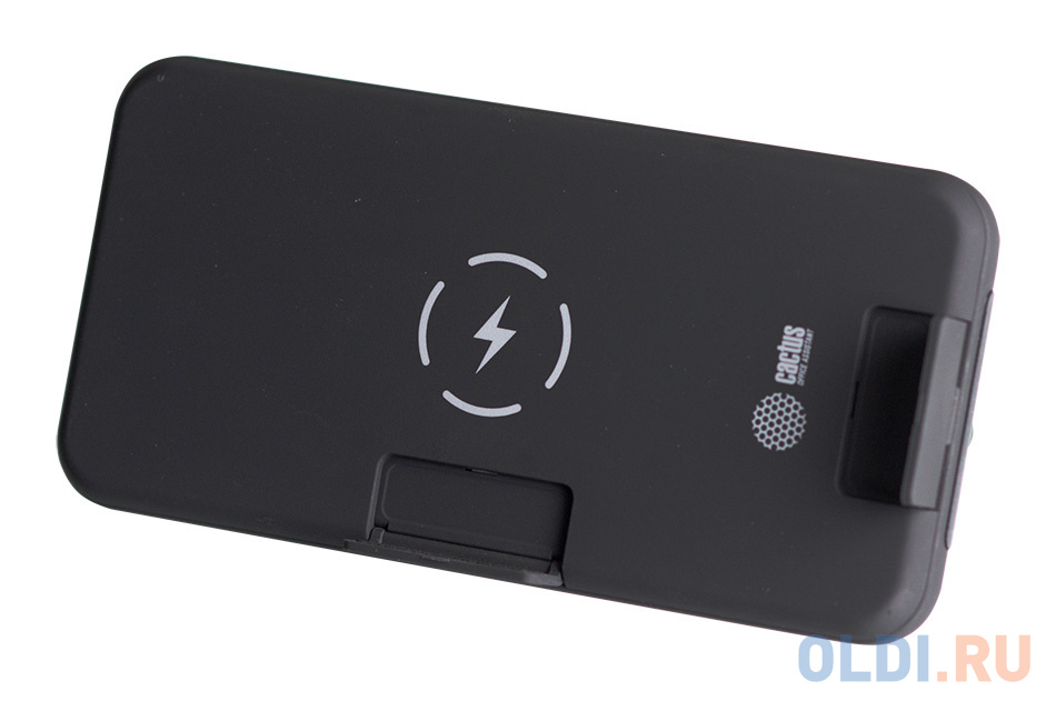 Мобильный аккумулятор Cactus CS-PBFSQT-10000 Li-Pol 10000mAh 3A черный 1xUSB беспроводная зарядка фото