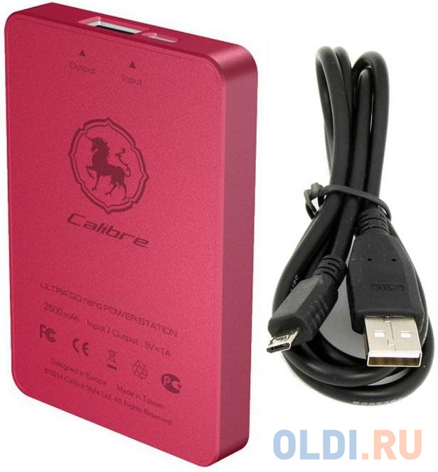 Портативное зарядное устройство Calibre ULTRA'GO Nano 2500мАч розовый FUNA025P1 - фото 1