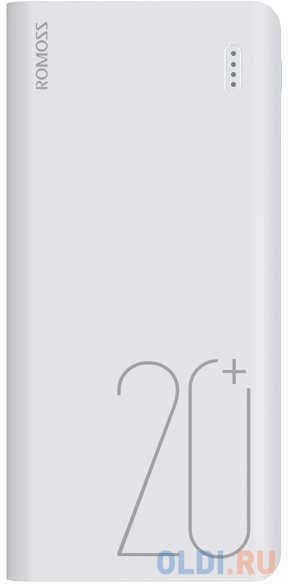 Мобильный аккумулятор Romoss PH80 Pro (Sense 6+) Li-Pol 20000mAh 3A+2.1A белый 2xUSB материал пластик, размер 80 х 167 х 22.6 мм - фото 1