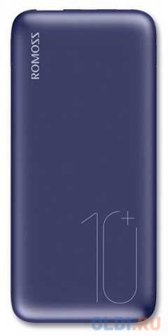 Мобильный аккумулятор Romoss WSL10 Li-Pol 10000mAh 3A+2A синий 2xUSB беспроводная зарядка, размер 69 х 147 х 18 мм - фото 1