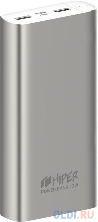 Внешний аккумулятор Power Bank 20000 мАч HIPER METAL 20K серебристый, размер 66 х 140 х 28 мм - фото 2