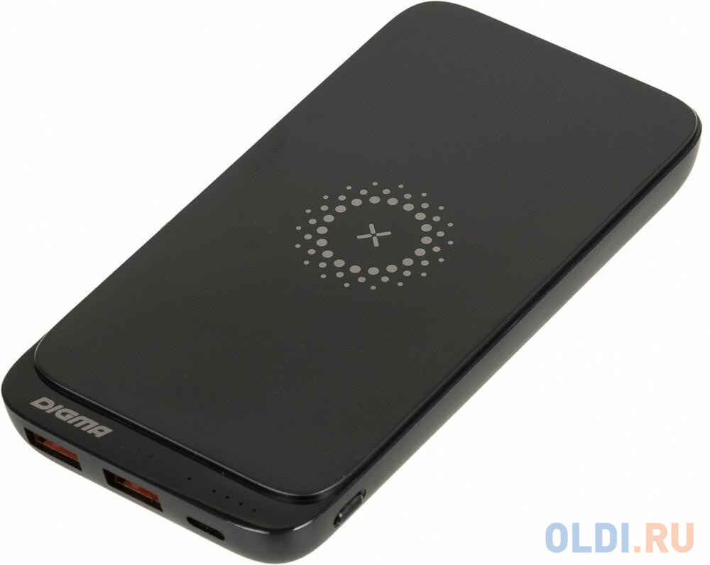 Внешний аккумулятор Power Bank 10000 мАч Digma DGPQ10E черный DGPQ10E20PBK, размер 71 x 139 x 18 мм - фото 1