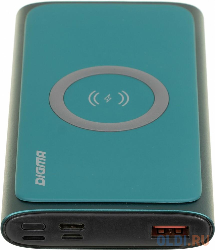 Внешний аккумулятор Power Bank 10000 мАч Digma DGPQ10G зеленый DGPQ10G22CGN, размер 71 x 135 x 18 мм - фото 2