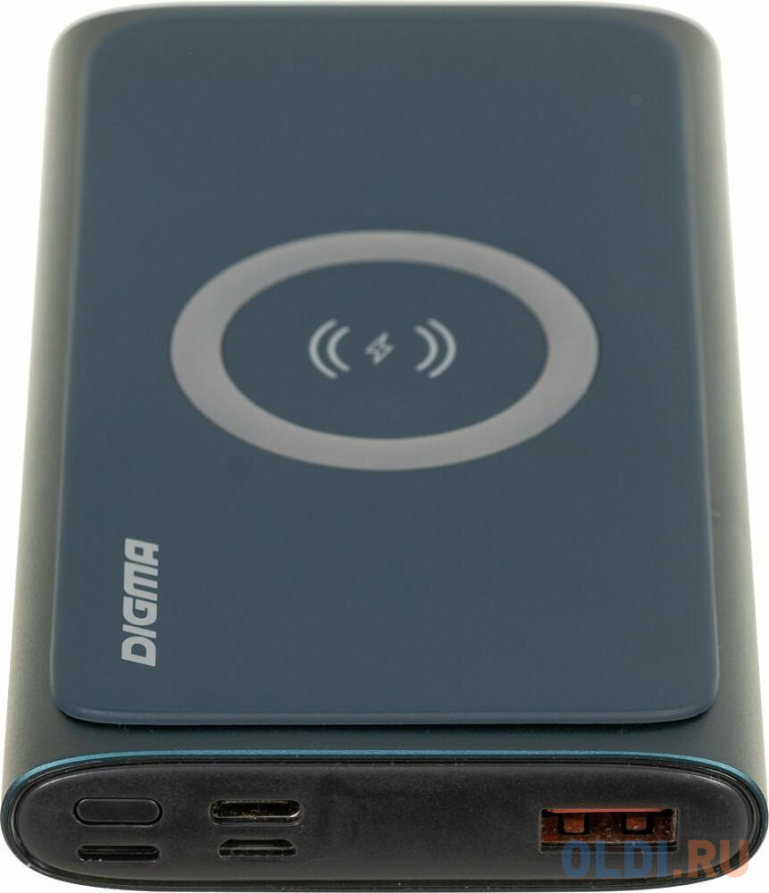 Внешний аккумулятор Power Bank 10000 мАч Digma DGPQ10G синий DGPQ10G22CBL, размер 71 x 135 x 18 мм