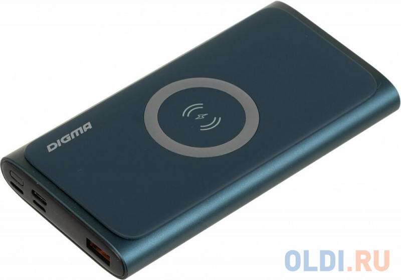 Внешний аккумулятор Power Bank 10000 мАч Digma DGPQ10G синий DGPQ10G22CBL фото