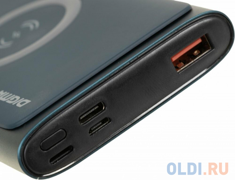 Внешний аккумулятор Power Bank 10000 мАч Digma DGPQ10G синий DGPQ10G22CBL фото