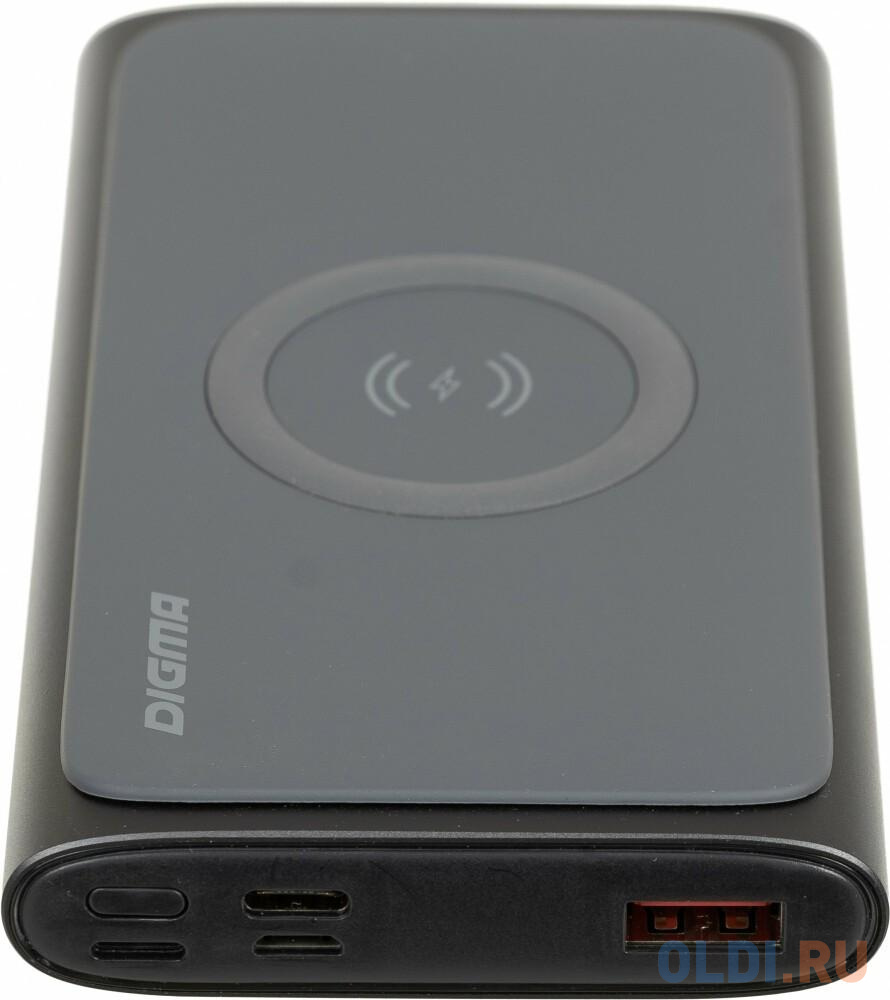 Внешний аккумулятор Power Bank 10000 мАч Digma DGPQ10G серый DGPQ10G22CGY, размер 71 x 135 x 18 мм - фото 1