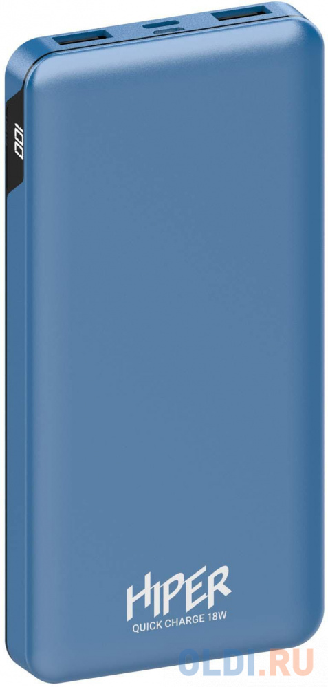 Внешний аккумулятор Power Bank 10000 мАч HIPER MFX 10000 голубой MFX 10000 BLUE, размер 70 x 140 x 14 мм