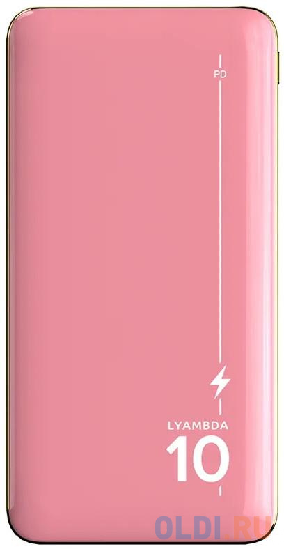 Внешний аккумулятор Power Bank 10000 мАч Lyambda Slim LP304 розовый, размер 128?65?13 мм