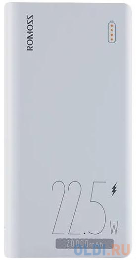 Внешний аккумулятор Power Bank 20000 мАч Romoss Sense 6F белый, размер 80 х 167 х 22.6 мм - фото 1