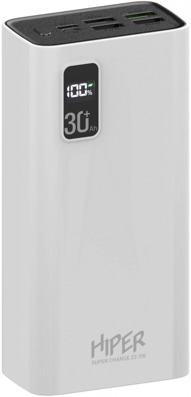 

Внешний аккумулятор Power Bank 30000 мАч HIPER Fast 30000 белый FAST 30000 WHITE