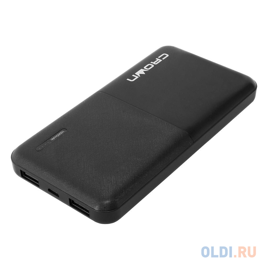 Crown Зарядное устройство CMPB-604 black (power bank, 10000 mAh, Li-Pol, вход: micro-USB-5В/2А; выход: USB-5В/2А), цвет черный, размер 95х30х190 мм - фото 4