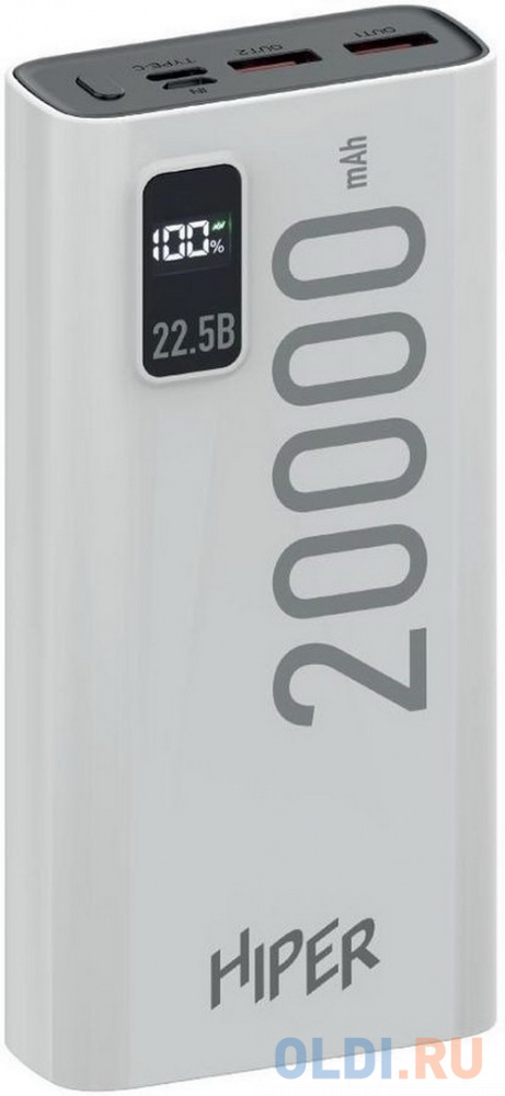 Мобильный аккумулятор Hiper EP 20000 20000mAh 3A QC PD 2xUSB белый (EP 20000 WHITE)