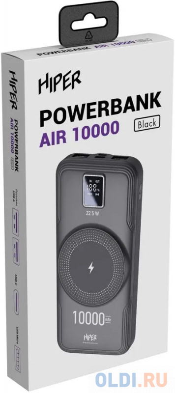 Внешний аккумулятор Power Bank 10000 мАч HIPER AIR 10000 BLACK черный фото